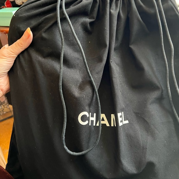 Chanel Tote Leather Silver-Tone Hardware Chain-Link Strap Grosgrain - Picture 8 of 9